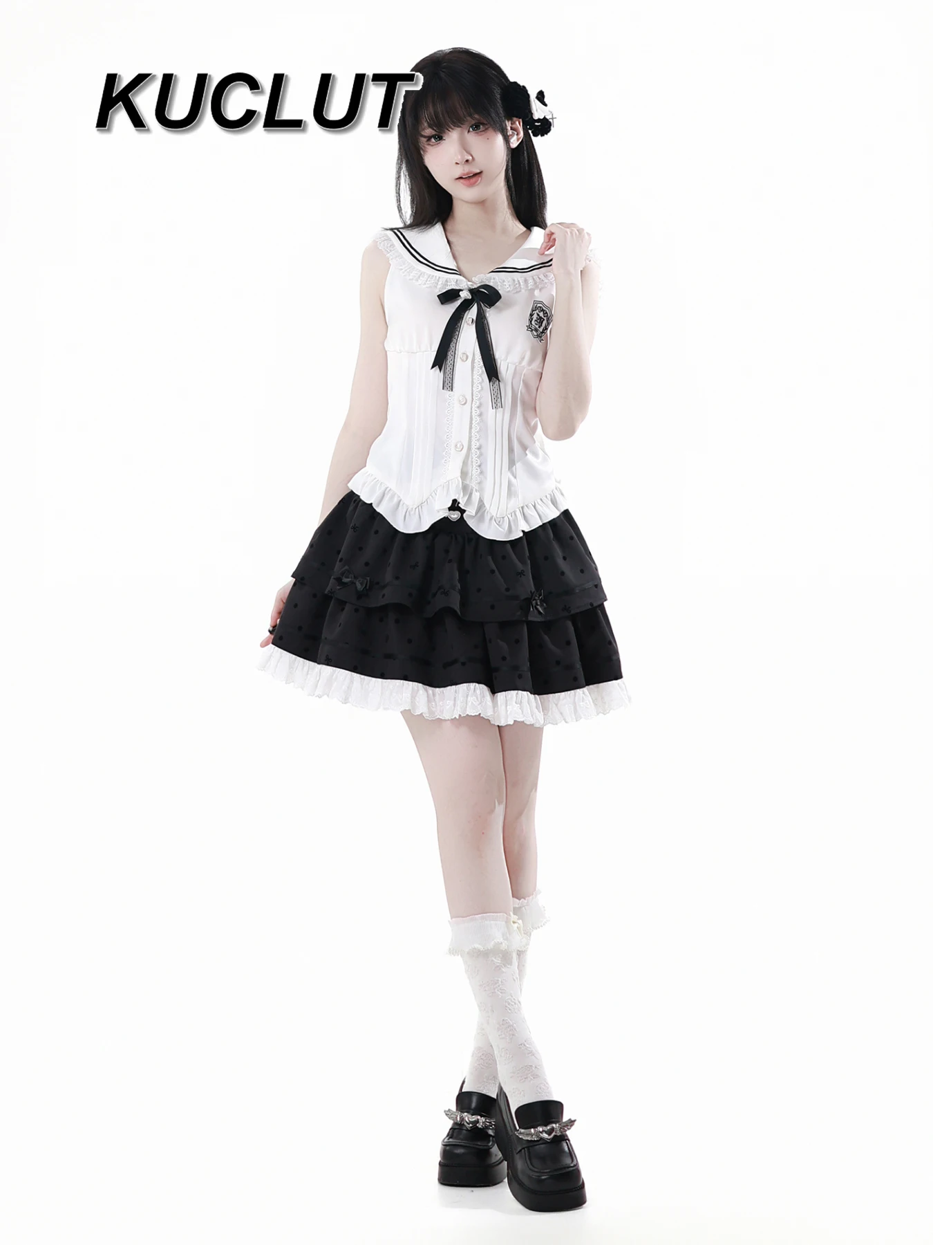 여성용 스윗하고 귀여운 일본 스타일 여름 하이웨이스트 스커트 2025 신상 여성 캐주얼 플러피 숏 스커트