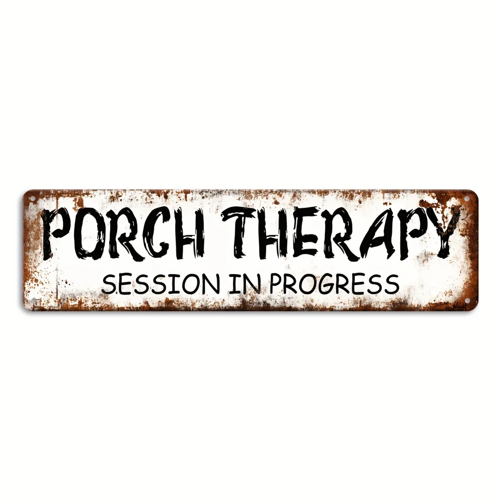 1pc Rustic Porch Therapy Session Sign - Durable, Water-Proof, Dust-Proof Metal Aluminum Decor - 15.7in*3.9in Farmhouse, Home