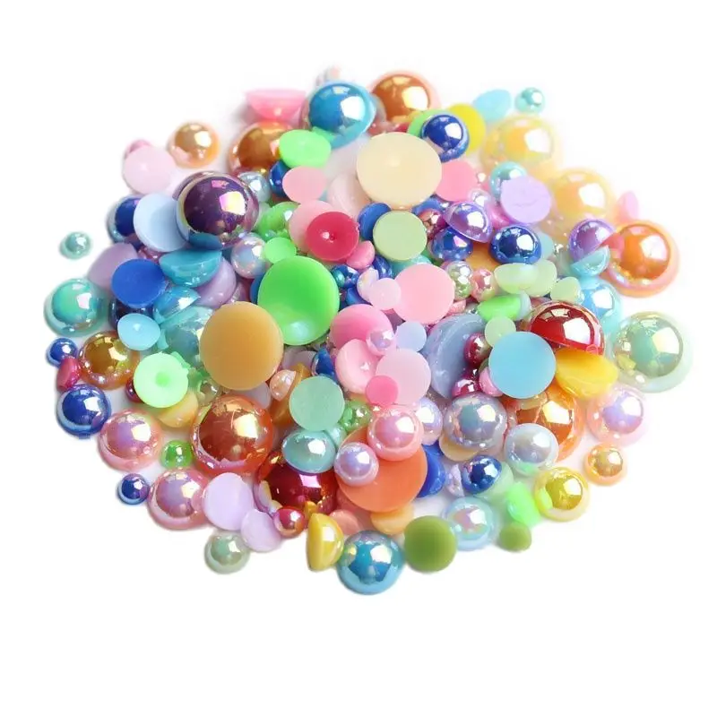 15 Colors 2-8mm ABS Plastic Pearl Beads About 15g/Batch Half Round Flat Back Pearls For Phone Case And DIY Manicure Accessories