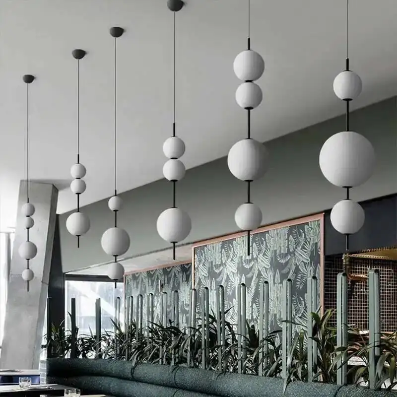 Modern Minimalist Restaurant Bar Designer Creative Model Room Glass Chandelier Nordic Minimalist Bedroom Bedside Chandelier