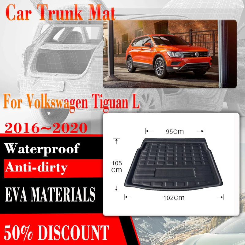 

Car Rear Trunk Mat Fit For Volkswagen VW Tiguan L MK2 2016~2020 Anti-dirty Rug LWB Version Trunk Storage Carpet Auto Accessories