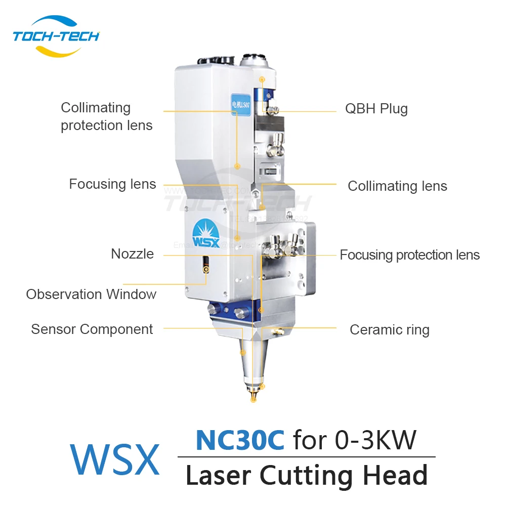 WSX Fiber Laser Cutting Head NC30C F125/150/200mm Focusing Lens for 0-3kw Cutting Head