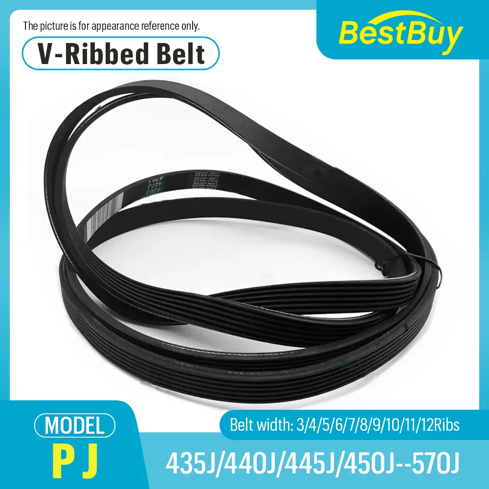 

V-Ribbed Belt for 435J/440J/445J/450J/456J-570J Rubber Ribbed Ribs Woodworking Planer Multi-Wedge PJ Pulley 3-12 Slots Machine