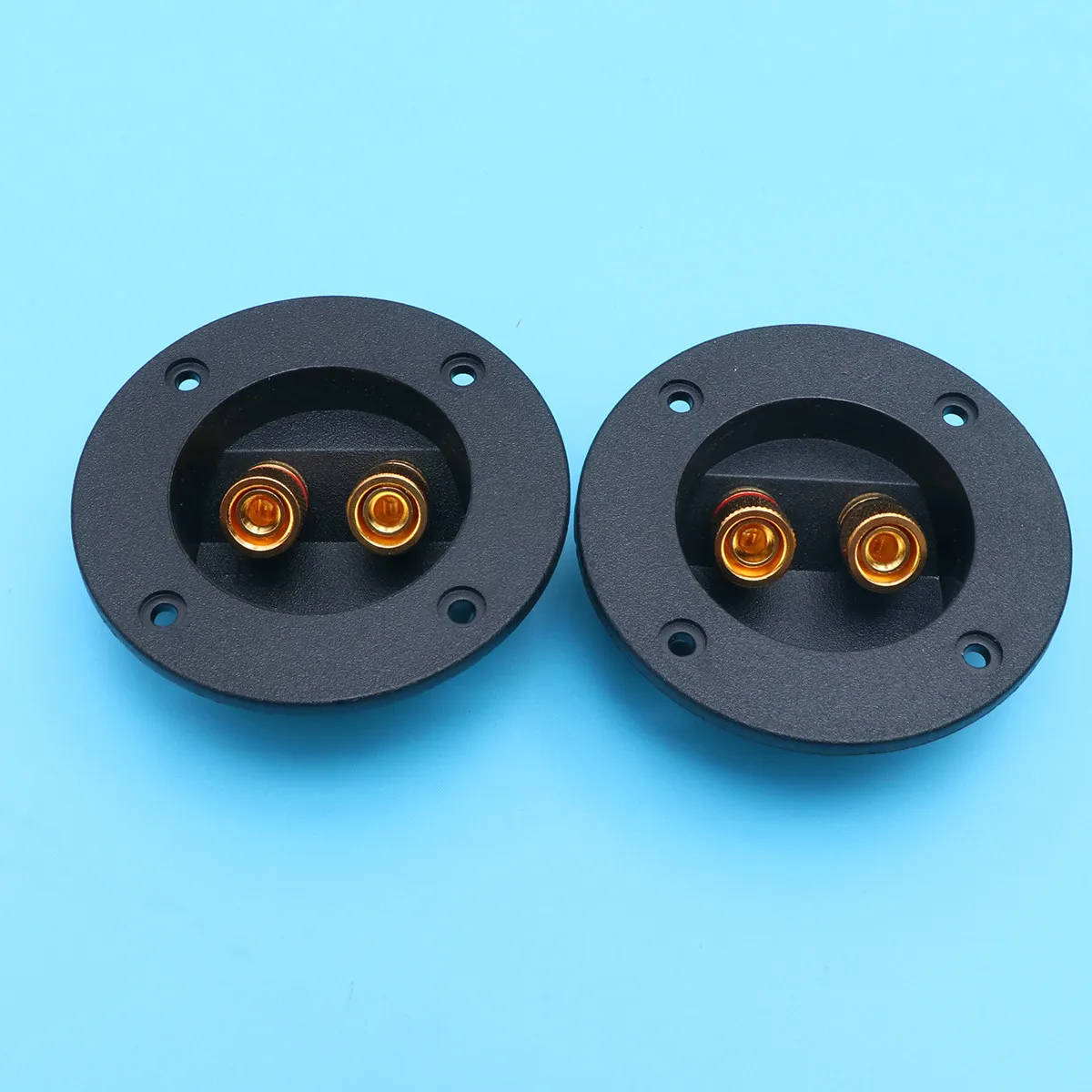 2Pcs Compact Gold-Plated Speaker Terminal Cup Round Connectors for DIY Speaker Subwoofer Boxes Screw Lock Spring Terminals 4Mm
