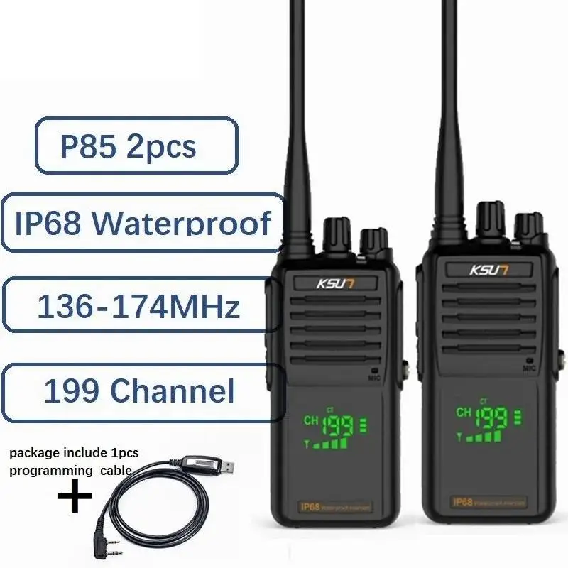 To Profesional VHF Long Range Walkie Talkie IP68 Waterproof Boat Radios For Fishing Kayak Communication Radio Station P85