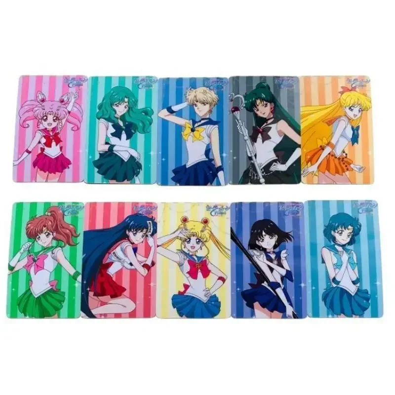 12Pcs/set Self Made Sailor Moon Sailor Mercury Meiou Setsuna Sailor Uranus Anime Classic Series Collection Crystal Card Sticker