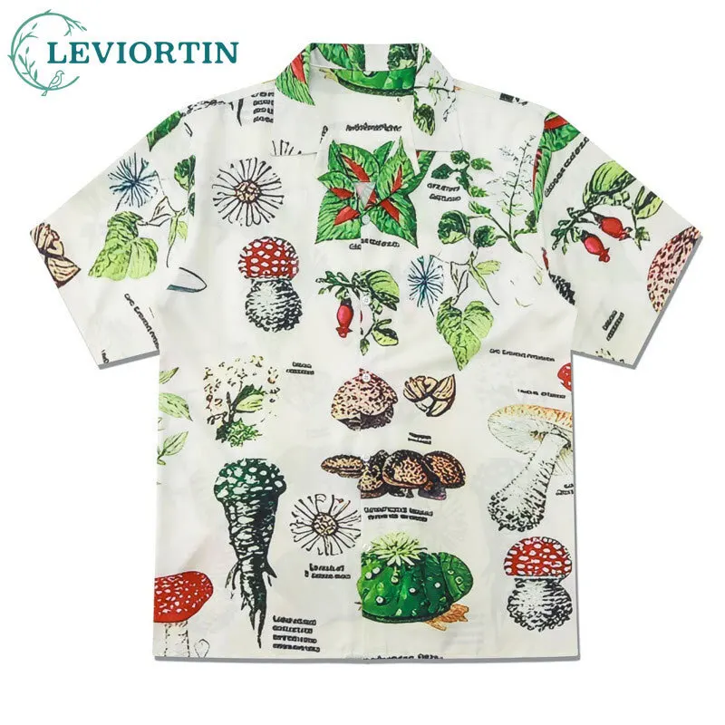 Men's Summer Youth Trendy Casual Couple Light Luxury Shirt High Street Niche Shirt Cuban Collar Loose Short Sleeve CSD78