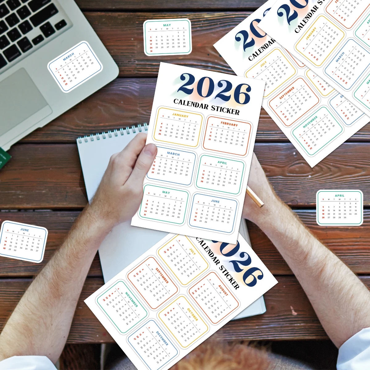2 قطعة 2026 ملصقات التقويم ، لتخطيط مذكرات مجلة القصاصات الشهرية ، ملصقات الزخرفية لتنظيم المنزل والمكتب والمدرسة #3