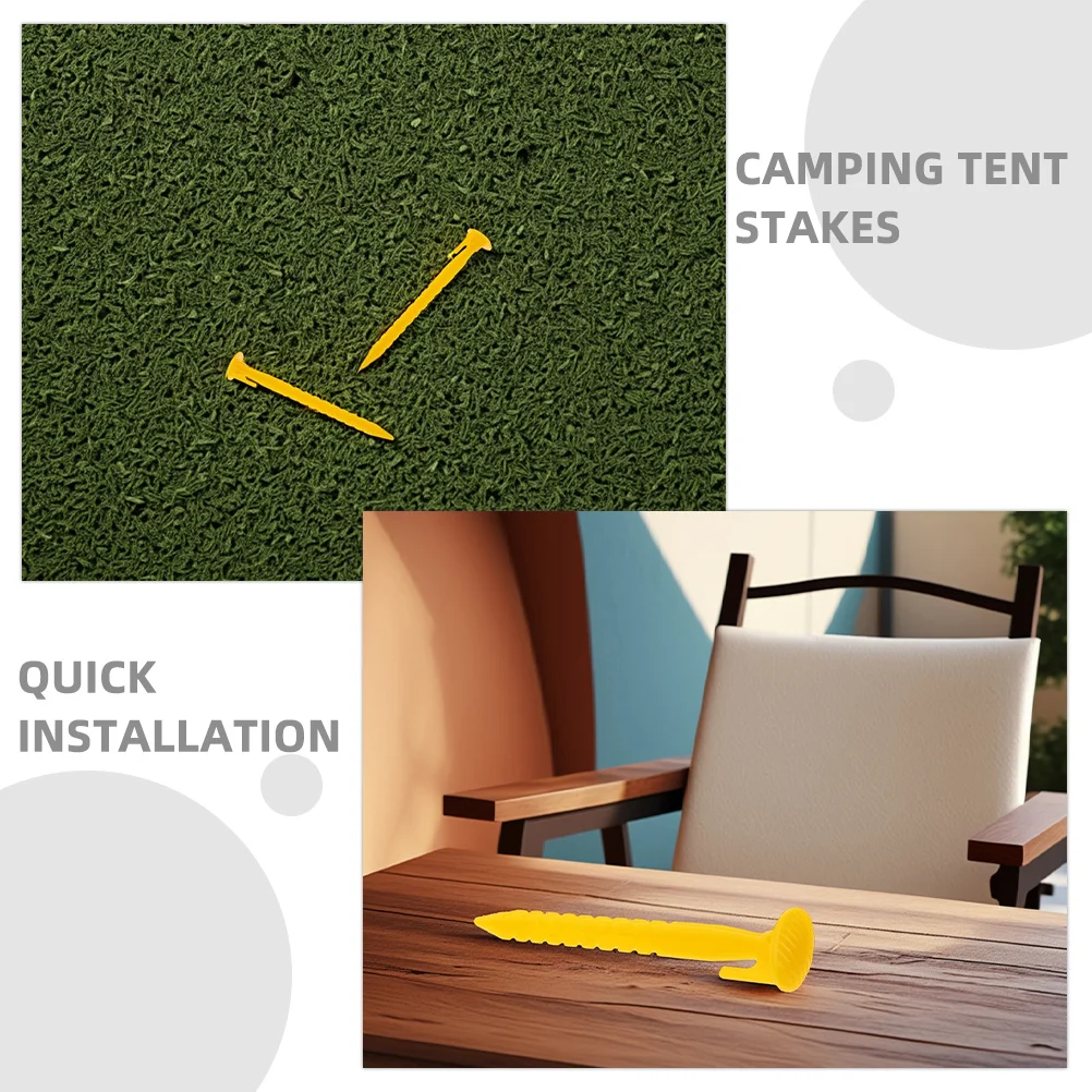 36 قطعة من أوتاد الخيمة البلاستيكية المتينة تصميم مسنن للتخييم والشاطئ في الهواء الطلق أوتاد مرساة شديدة التحمل للخيام والأقمشة المظلة باللون الأصفر