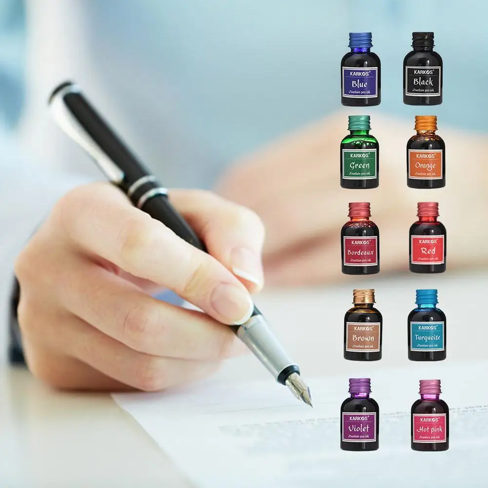 Tinta para pluma estilográfica de colores puros, repuesto Universal sin obstrucciones, tinta de escritura suave, papelería para escuela, oficina, escritura diaria, 30ml ﻿
