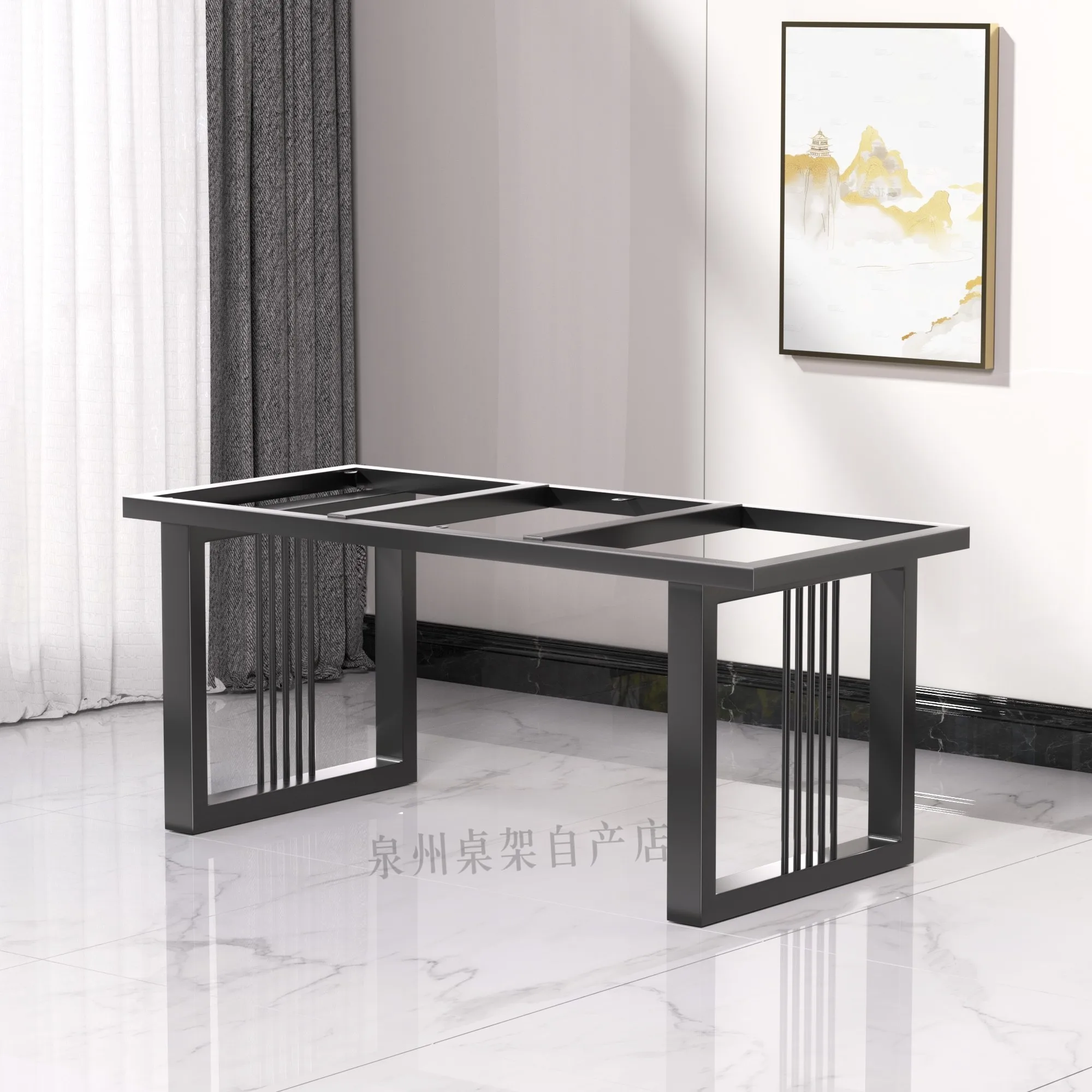 Spot wrought iron table legs bracket desk rock slab table feet metal rectangular dining table base marble tea