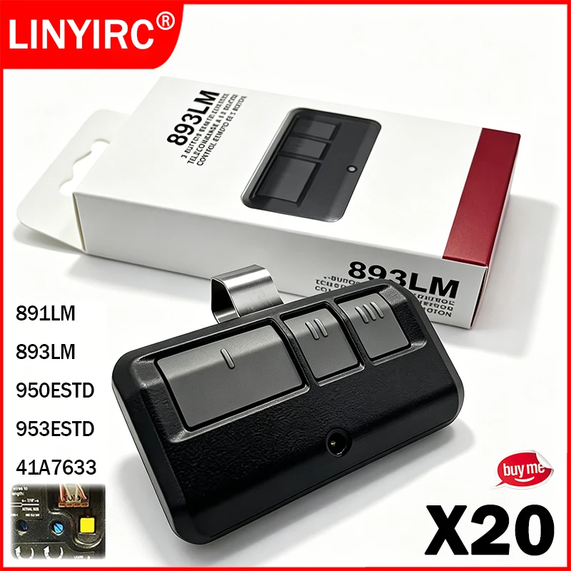 LiftMaster 891LM 893LM 950ESTD 953ESTD 41A7633 Garage Remote Control 310MHz 315MHz 390MHz Security+ 2.0 For Yellow Learn Button