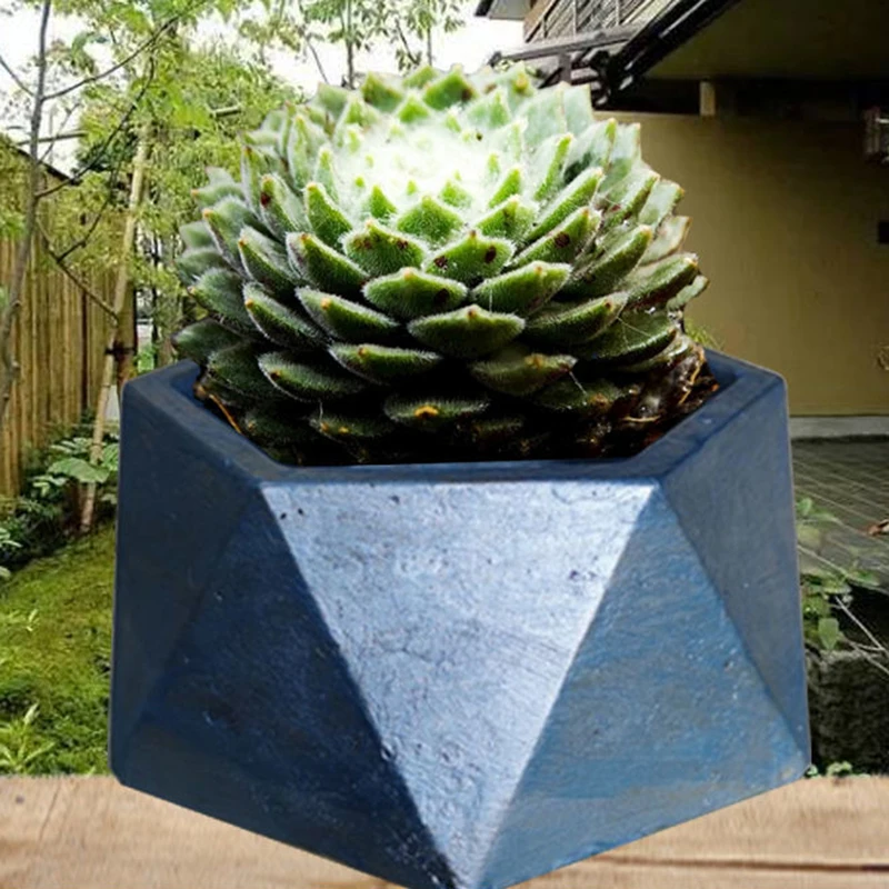 1PCS Succulent Cement Flower Pot Mold ABS Potted Model Concrete Green Plant Hexagonal Can Repeated Use For Home Decorate