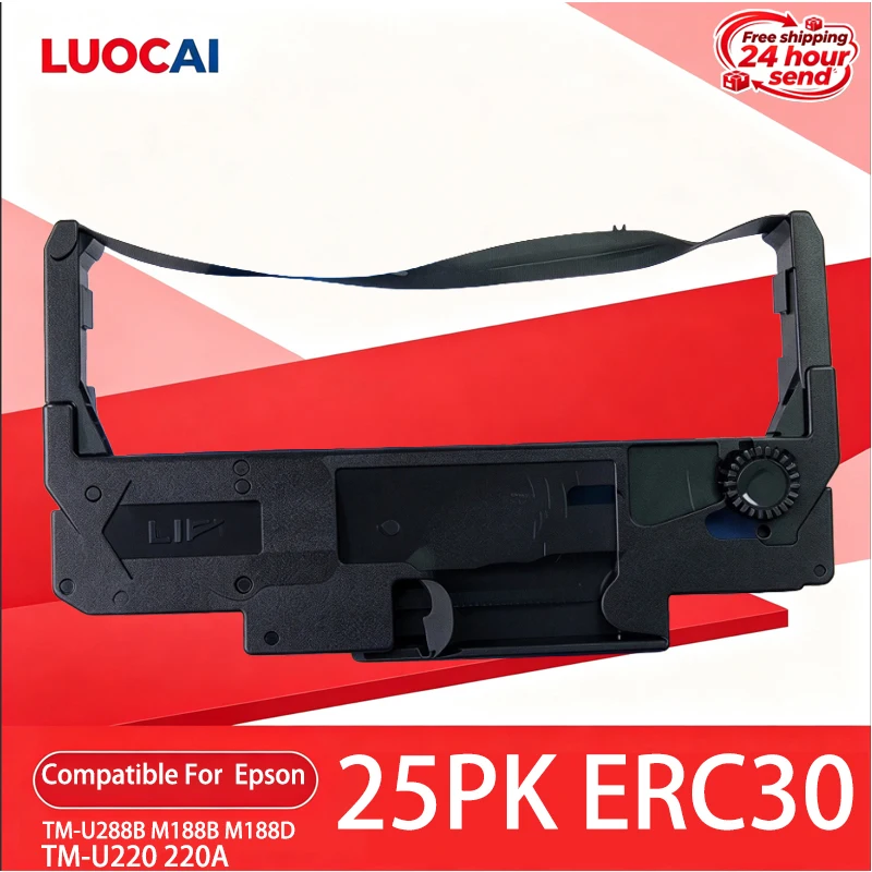 25Pack ERC30 ERC34 ERC38 Compatible For Epson TM-U288B M188B M188D TM-U220 220A Ribbon Ticket Printer Ribbon  Ticket Printing
