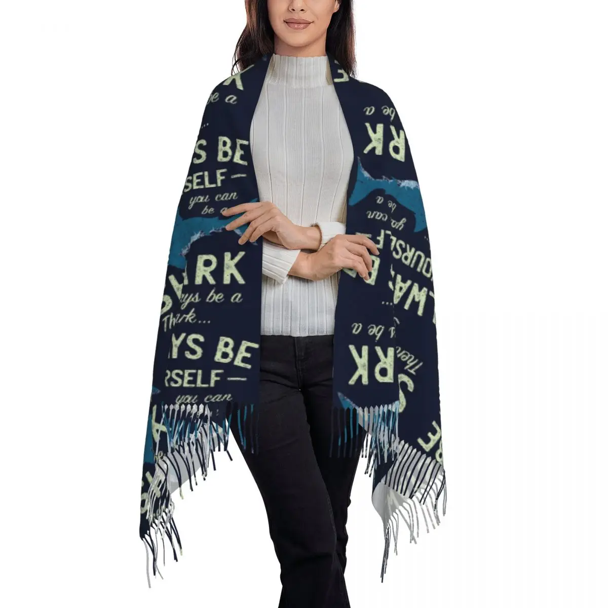 Always Be A Shark Scarf Tassel Scarves for Women Soft Warm Shawls and Wraps Long Fall Winter Shawl Wrap