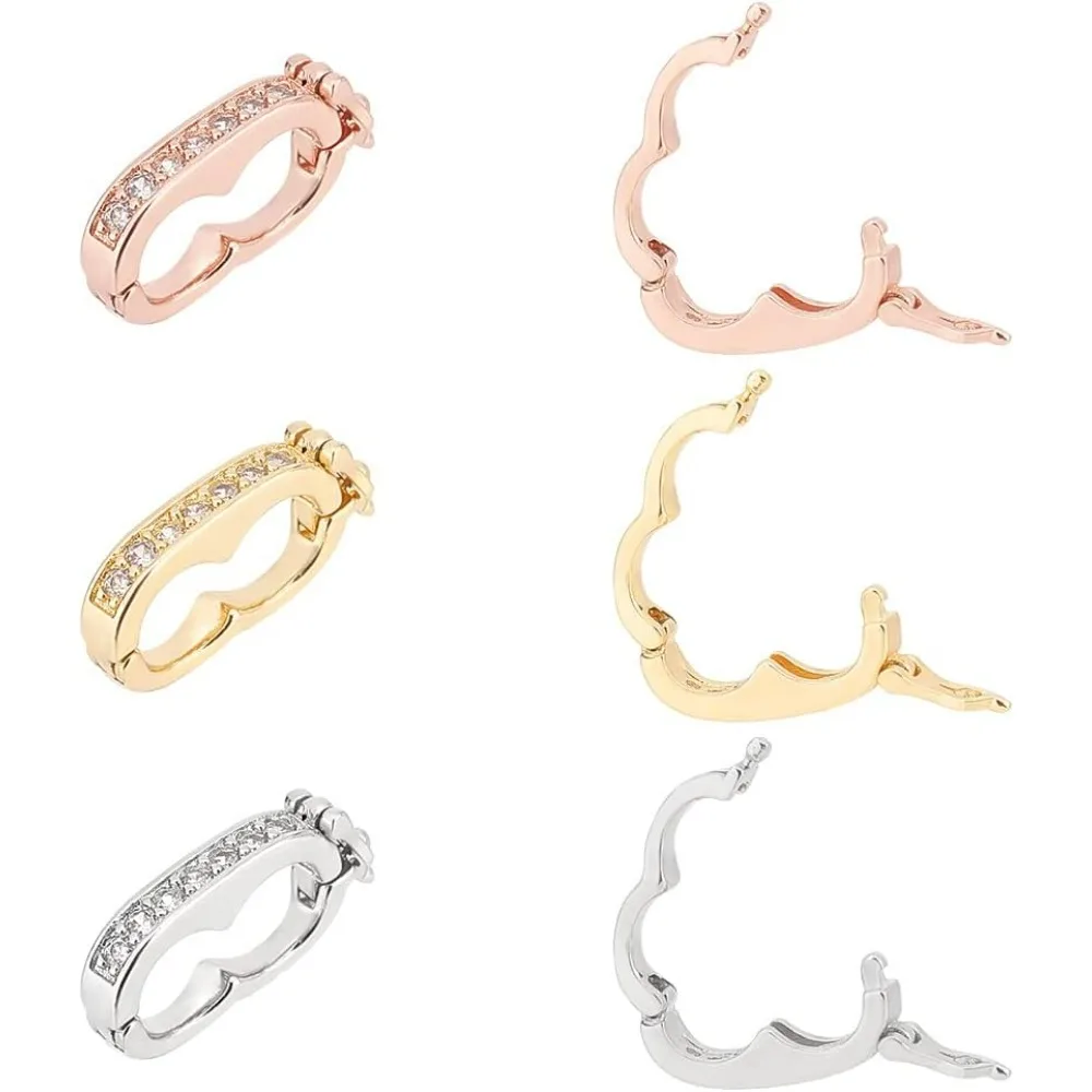 6Pcs 3Color Brass Enhancer Shortener Clasps 19x9.5mm Necklace Shortener Clasp Cubic Zirconia CZ Connector making kit