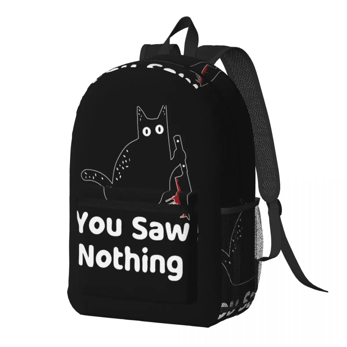 

Nothing Funny Black Cat Backpack Daypack Large Capacity Kids BookBag School Bag Shoulder Bags for Men Women