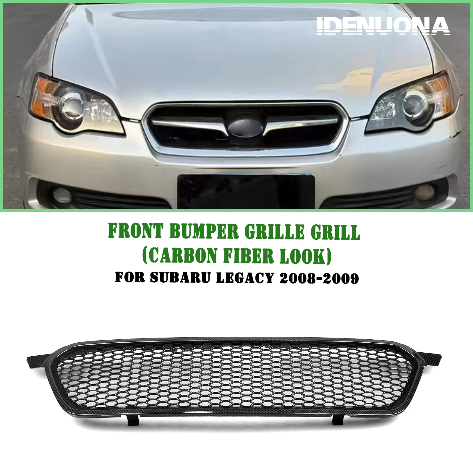 For Subaru Legacy 2008-2009 Front Grille Racing Grill Carbon Fiber Look/Gloss/Matte Black Upper Bumper Hood Mesh Grid