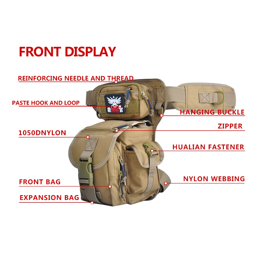 Men Waterproof Nylon Drop Leg Bags Thigh Hip Bum Belt Bag Waist Fanny Pack Boys Travel Riding Motorcycle Crossbody Shoulder Bags