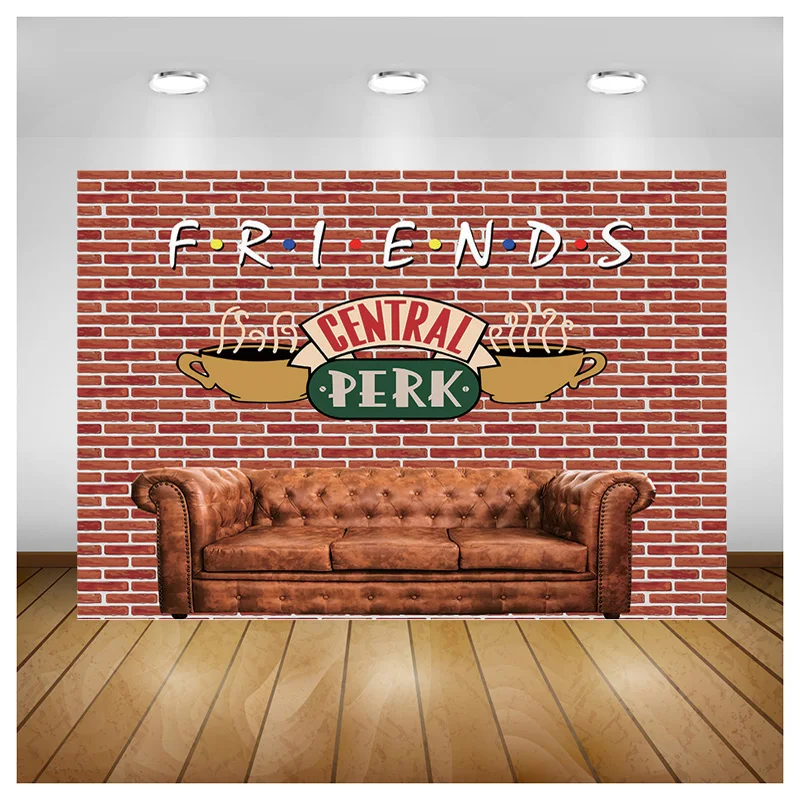 

Vinyl Custom Friends Theme Photography Backdrops Pub 80s 90s Birthday Party Photoshoot Brick Wall Studio Background Props BW-03