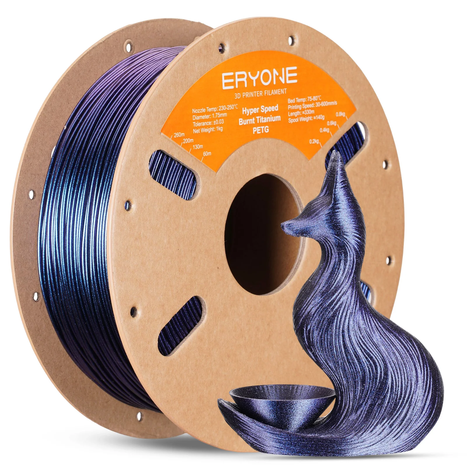 

ERYONE PETG Filament Burning Titanium 1.75mm +/- 0.03mm, High Speed 30-500mm/s 3D Printing Filament, Hyper Speed PETG Filament F