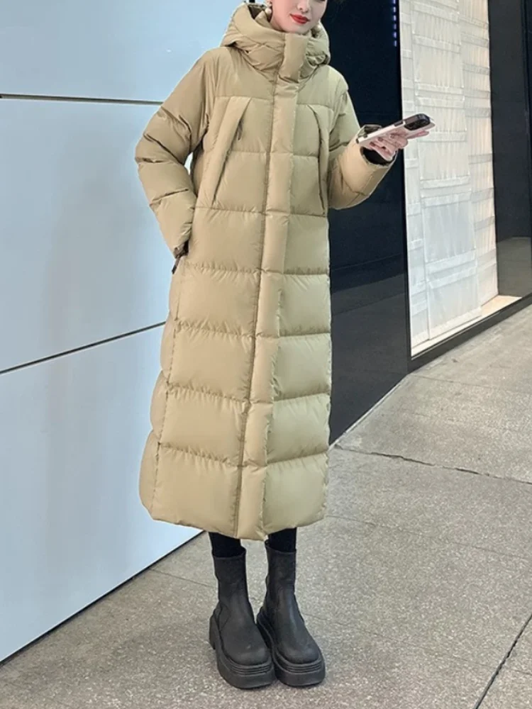 Long Puffer Coats for Women, Windproof, Thick, Warm, Snow, Simple, Fashion, High-end, Winter, New