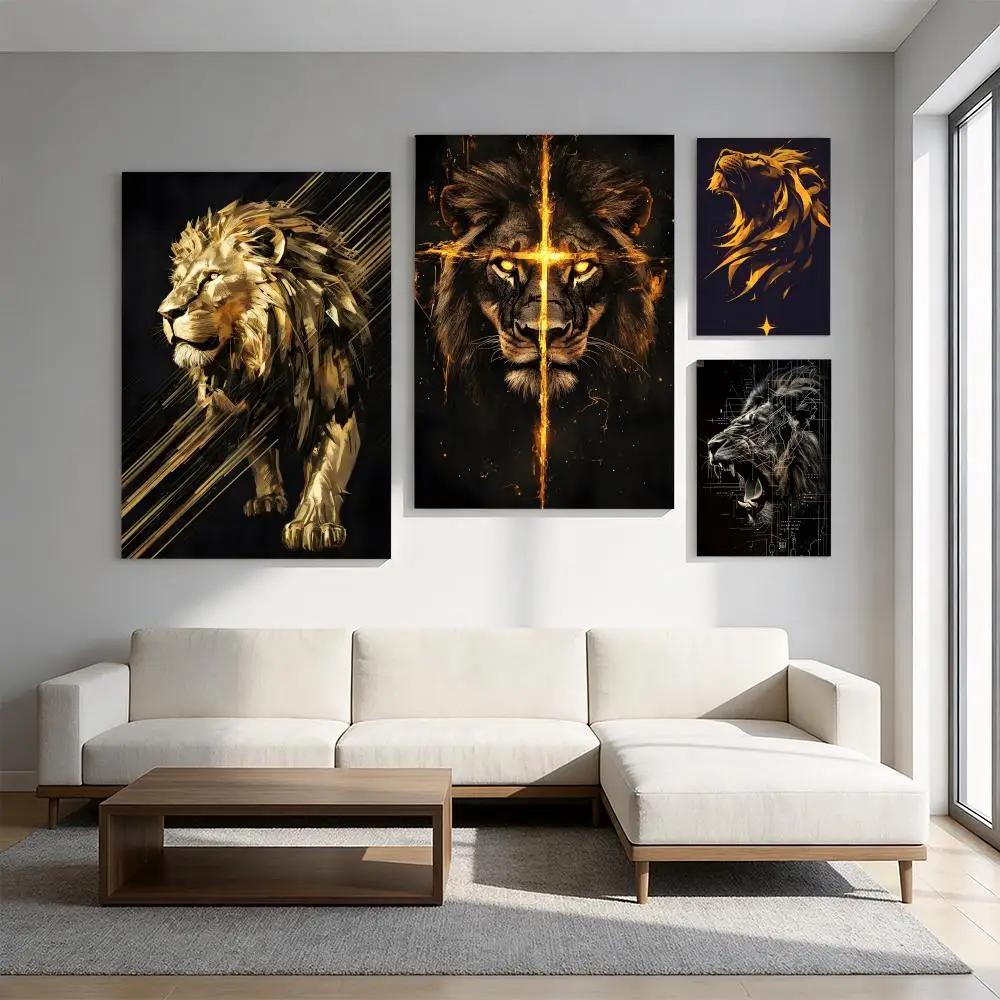 Crown Lion King Queen Poster Premium HD Self-Adhesive Wall Decor – Peel & Stick, Residue-Free
