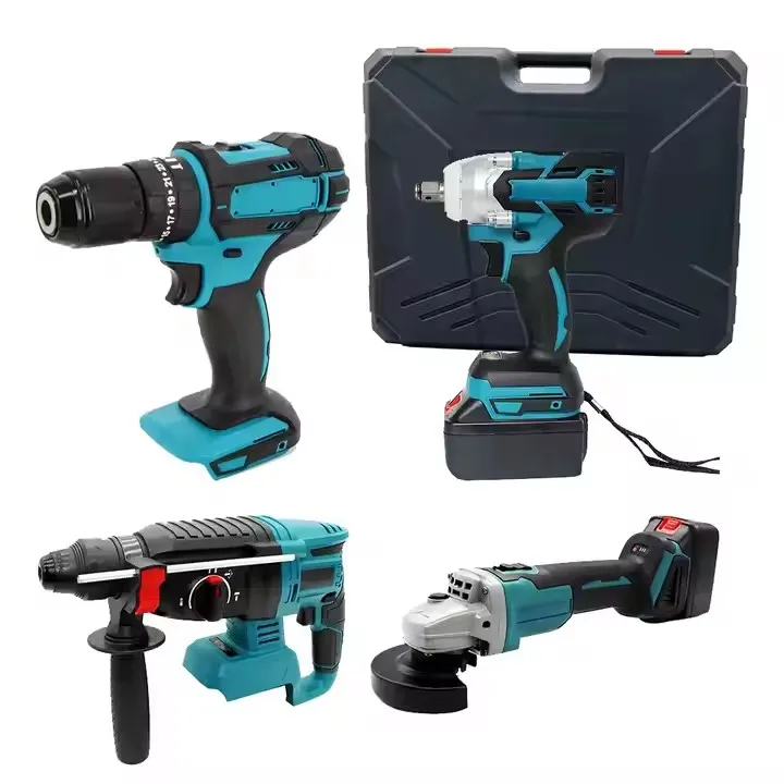 

Brushless Lithium Battery Cordless Angle Grinder Impact Wrench Power Drills Kit Lithium Electric Power Tool Set Power Tool Combo