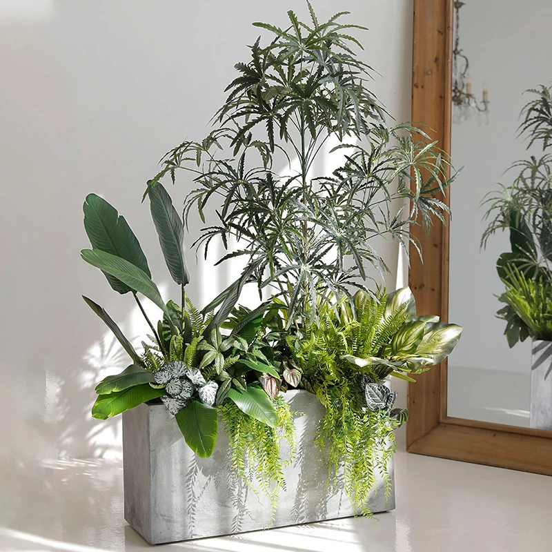

Реалистичное искусственное растение для офиса, декоративное, в горшке, имитация бамбука, в дизайнерской цветочной коробке