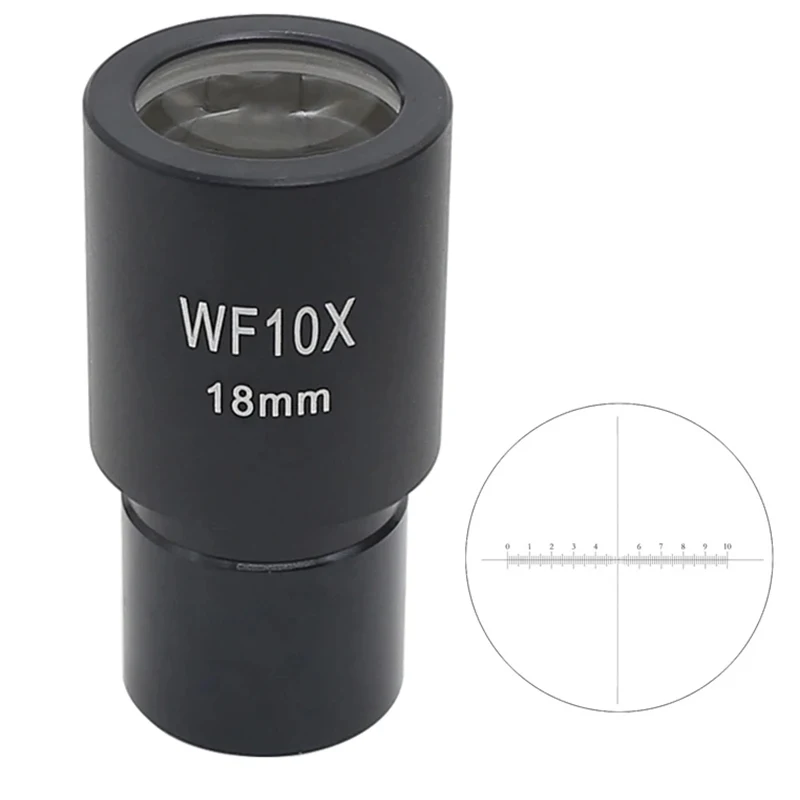 

Wide Field WF10X Eyepiece Field View 18mm for Biological Microscope Optical Lens with Reticle Scale