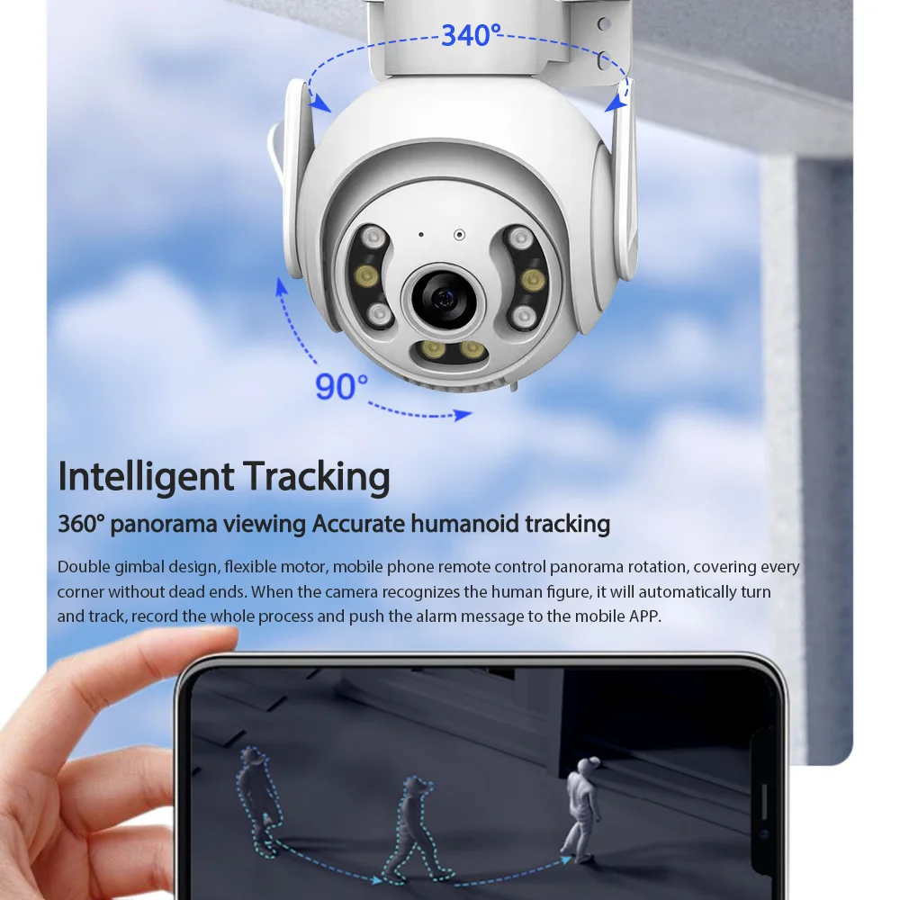 5MP WiFi IP Camera Monitor Smart Home Outdoor Waterproof PTZ CCTV Camera Indoor Auto Tracking Cam V380 Pro app image 5