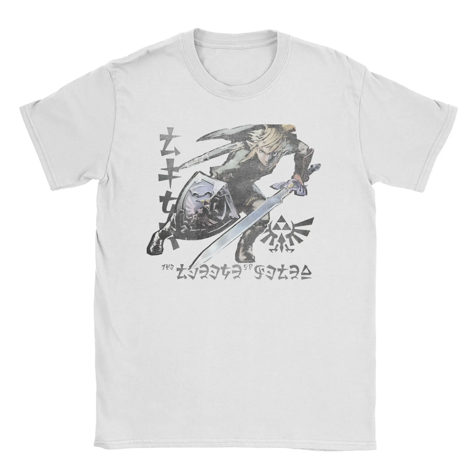 Link Character Profile Intro Zeldas Legend Men T Shirt Vintage Tee Shirt Short Sleeve Crew Neck T-Shirts Cotton Printing Clothes