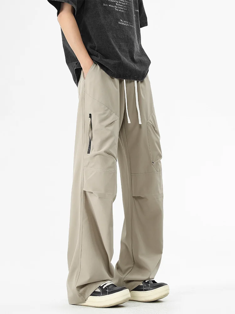 

Wassup American Retro Work Pants Men's Loose Straight Casual Long Trousers Spring Autumn New Sle Street Cool Polyester Elas...