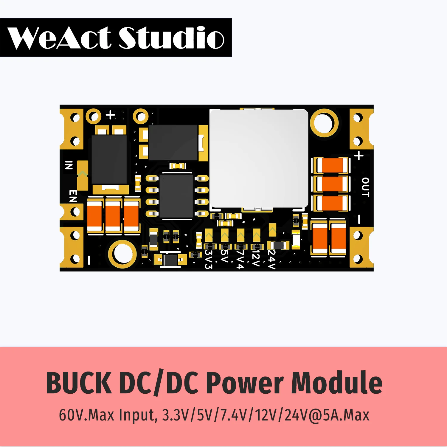 WeAct Buck Step-Down Power Module DC/DC 60V Entrada máxima 3,3/5/7,4/12/24V Saída 5A Corrente máxima