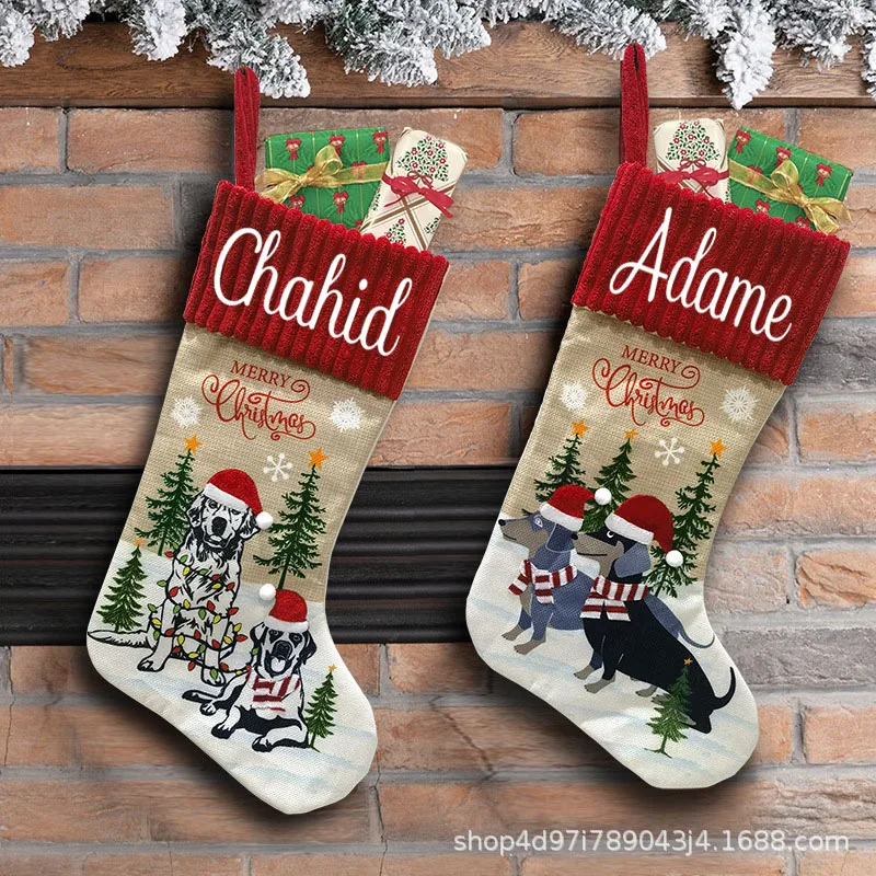 

Personalized Printing Christmas Socks Decoration for pets, Cats And Dogs Christmas Socks Gift Bags Fireplace Decoration