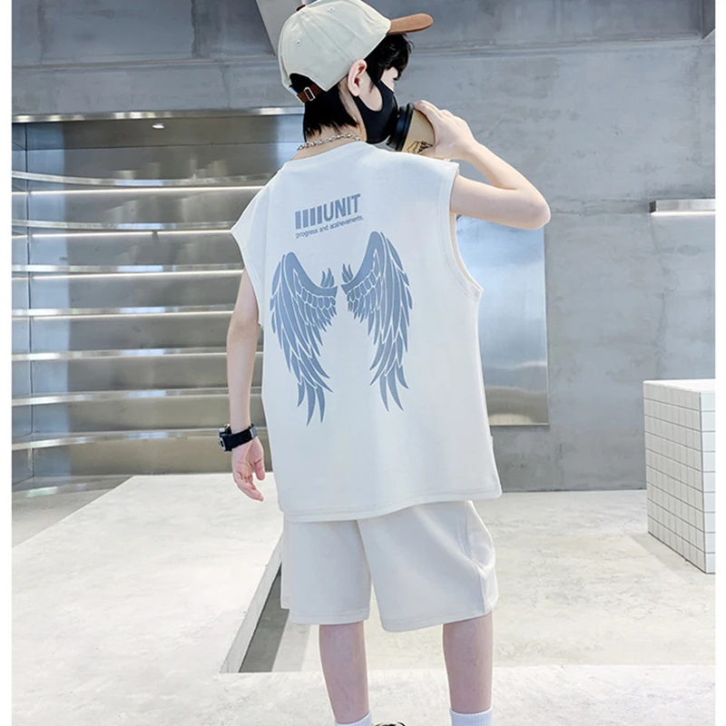 5 6 8 10 12 14 Years Teenagers Summer Boys Clothing Sets New Fashion Top And Shorts Boys Tracksuit Birthday Gifts Kids Clothes