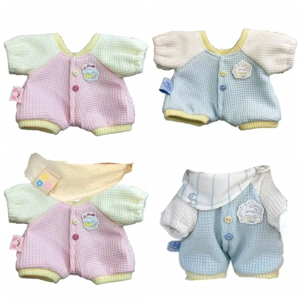 Mono de 20cm, ropa de muñeca de algodón, babero, patrón de conejo, ropa bonita para muñeca, vestido, ropa de muñeca de algodón de dibujos animados, muñeca de algodón de 20cm