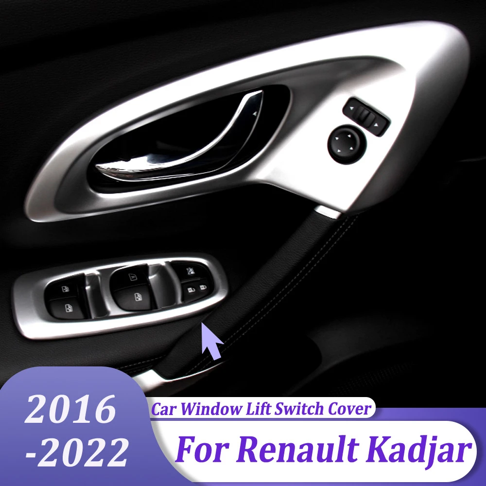 

Window Lift Switch Panel Cover Door Armrest Trim Sticker Interior Car Accessories For Renault Kadjar 2016-2019 2020 2021 2022