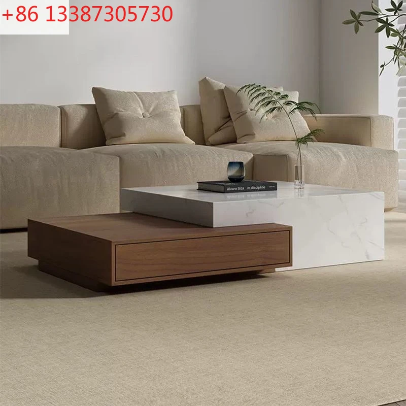 

Современный светлый роскошный квадратный журнальный столик из искусственного цельного дерева, простая маленькая квартира для гостиной