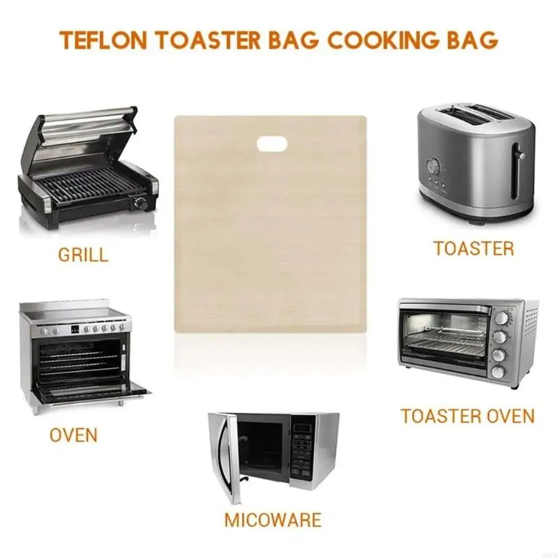 M6CB 10 piezas Convenientes bolsas tostador pan fibra vidrio bolsas tostadas seguras para cocina