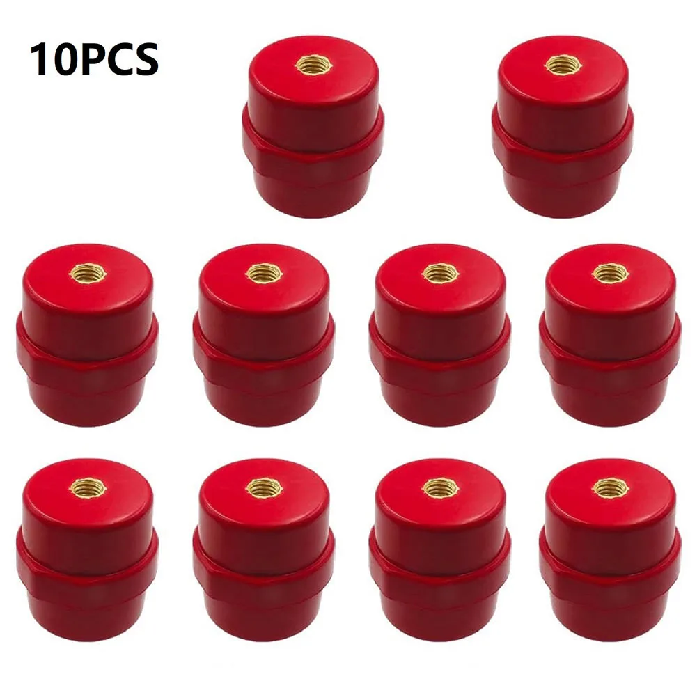 10Pcs Red Busbar Insulators SM-30 M6 High Strength Polyester Spacer Insulators Busbar Insulator Low Voltage High Strength Insula