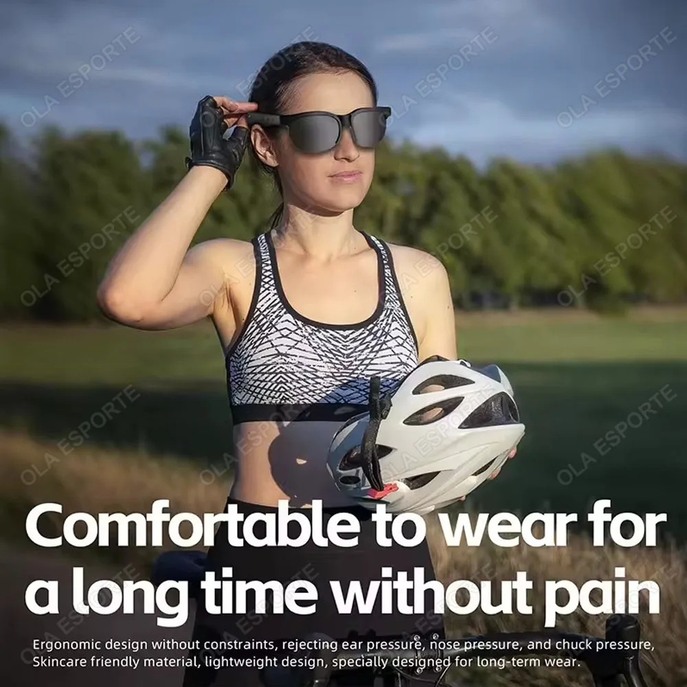 Fones de ouvido estéreo sem fio com microfone óculos de sol para dirigir ciclismo esportes redução de ruído óculos de sol