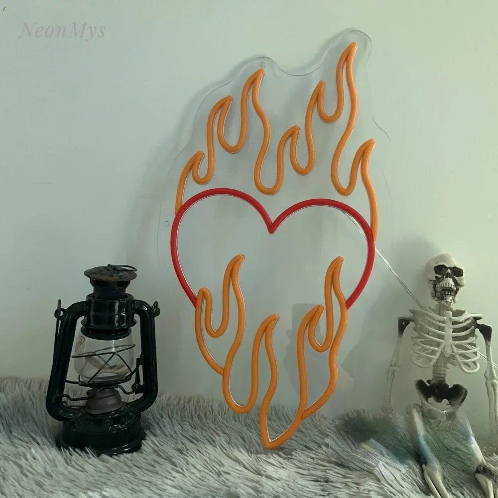 Letrero de neón Led en forma de corazón para decoración de fiesta, lámpara de noche, logotipo de Bar, diseño personalizado para pared de habitación, boda y cumpleaños