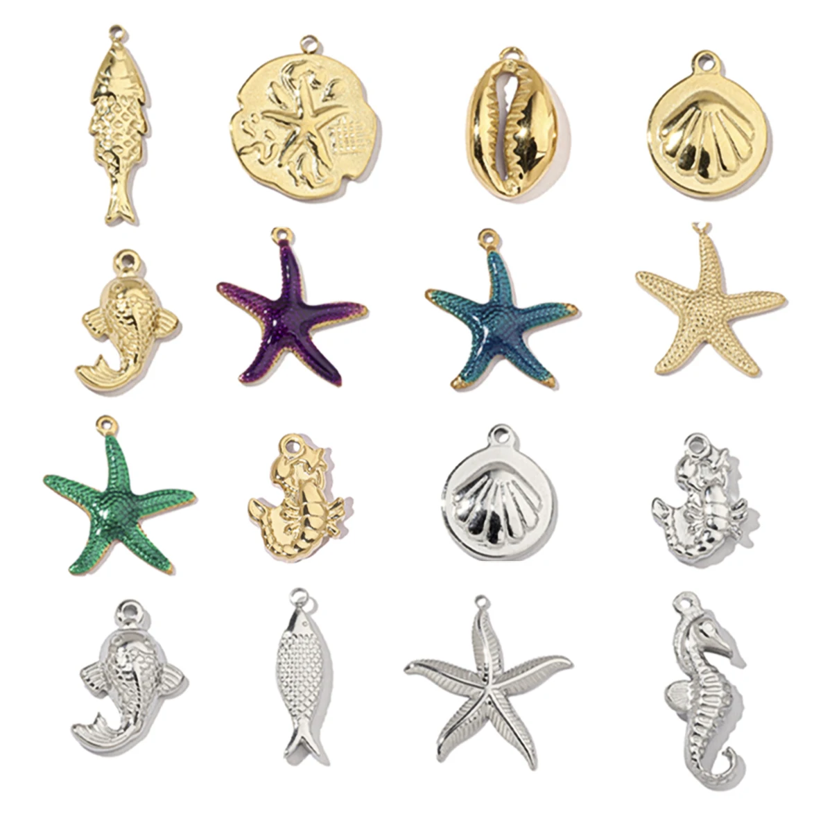 3pcs/Lot Stainless Steel Mirror Polish Lobster Starfish Seahorse Charms For Necklace Bracelet Making DIY Accessories