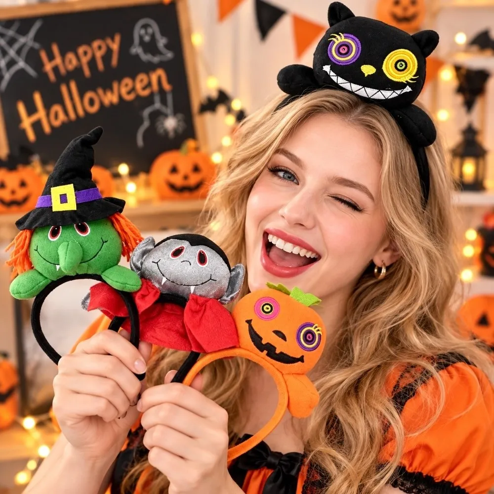 Stuffed Halloween Hair Hoop Cute 3D Non-slip Plush Doll Headband Vibrant Colors Lightweight Witch Party Headwear Carnival Night