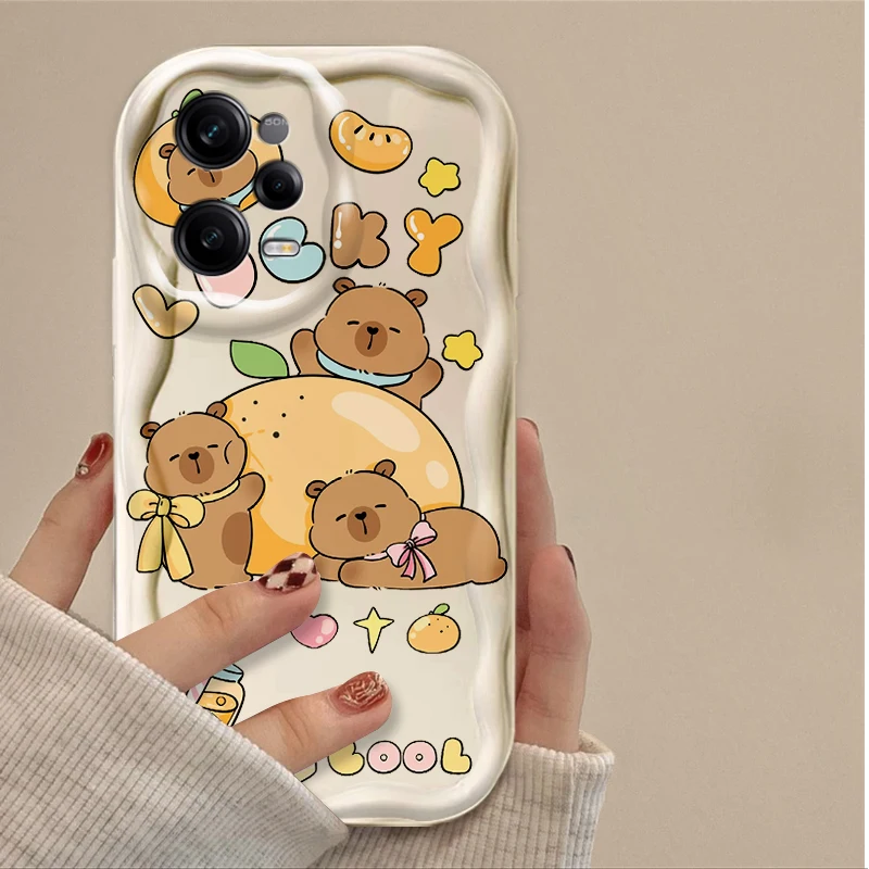 حافظة كارتونية جميلة كابيبارا ثلاثية الأبعاد لهاتف شاومي POCO X7 X6 X5 X3 NFC F7 Ultra F6 F5 Pro F4 F3 GT M5S C65 C75 M3 M4 M5S M6 M7 Pro 4G 5G