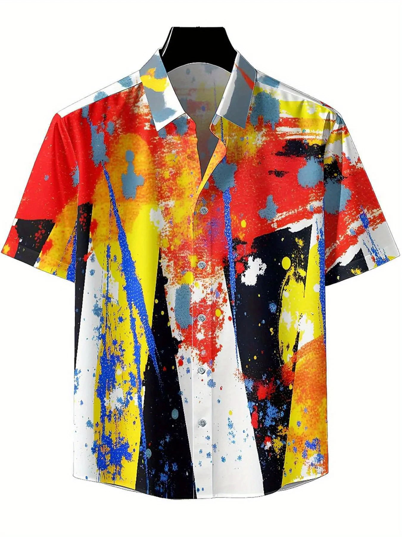 Men's Plus Size Hawaiian Shirts Colorful Abstract Art pattern,New in Summer Fashion Tops,Hip Hop Rock Streetwear
