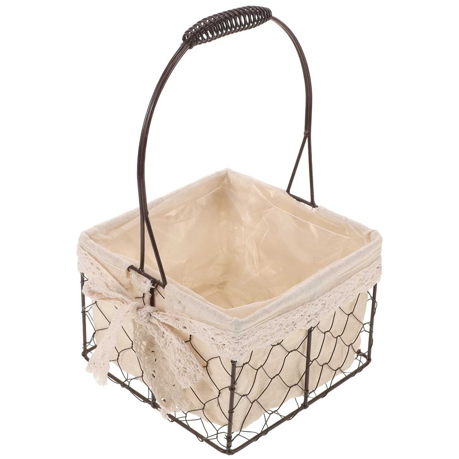 

Metal Flower Basket with Handles Rustic Style Storage Basket for Home Garden Decor Living Room Bedroom Hotel Ornament Organizer