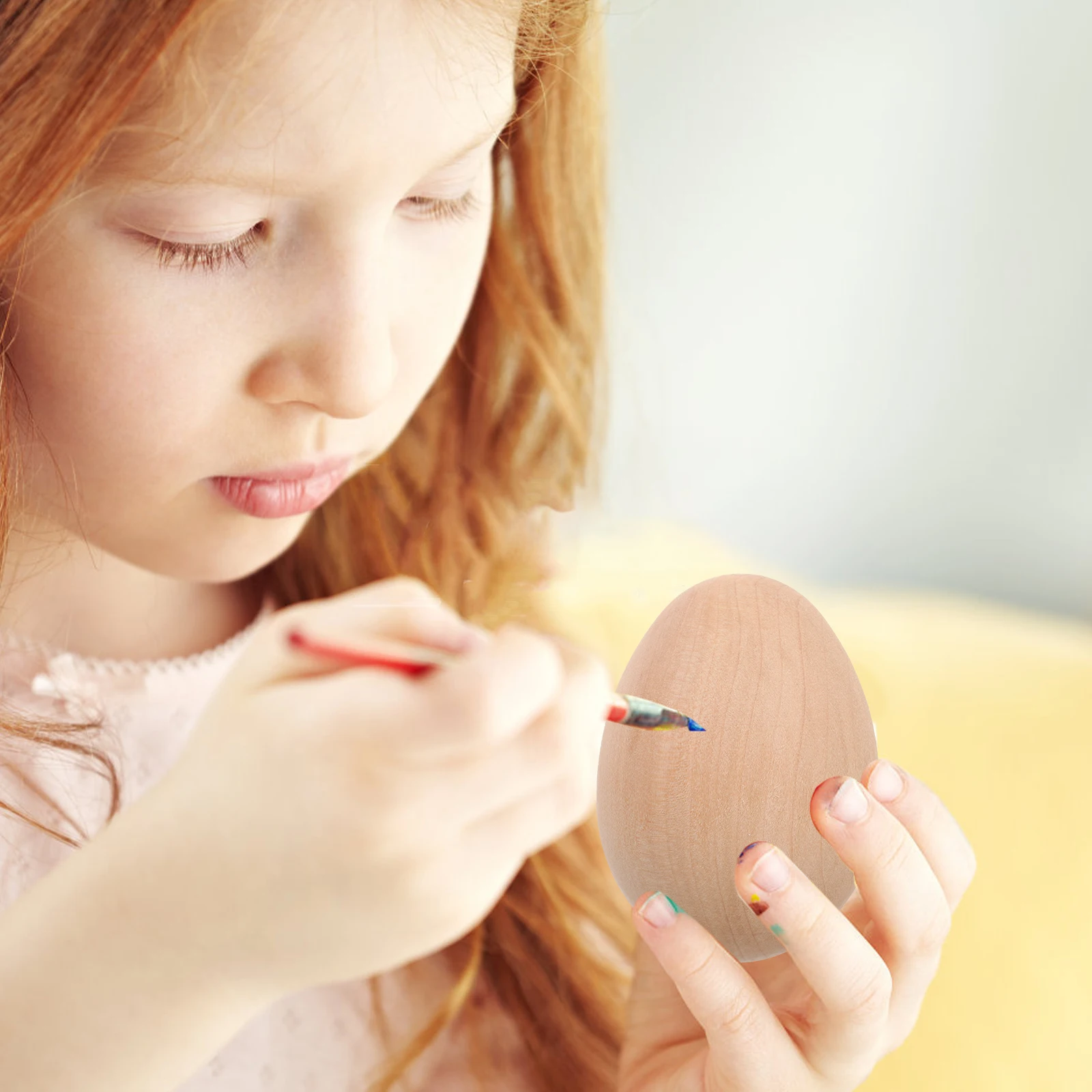 

6 Pcs Eggs Wooden Craft Unfinished Blank Easter Decorations Fake Chicken Eggs Safe Sturdy Paint Diy Art Supplies Nest Box