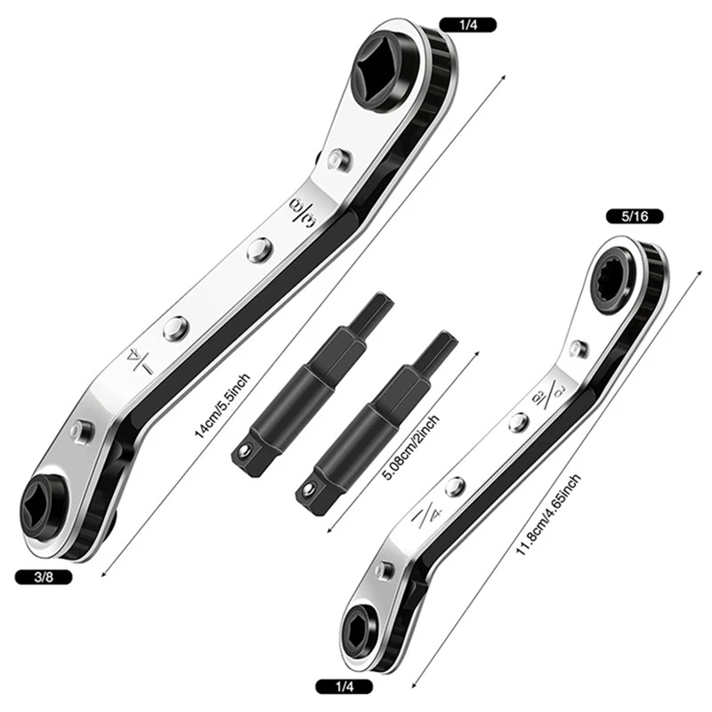 HVAC Service Wrench Tool Air Conditioner Valve Ratchet Wrench Set for Air Refrigeration Tool and Equipment Repair Tool
